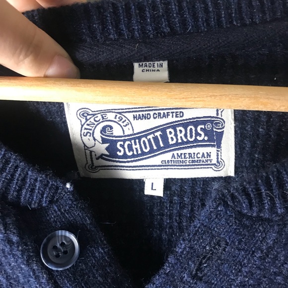 SCHOTT Bros men’s wool pullover button sweater - Picture 2 of 6